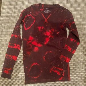 New Boutique Brand Tie-Dye Kid’s Sz 10 Maroon/ Red Long Sleeve Cotton T-Shirt